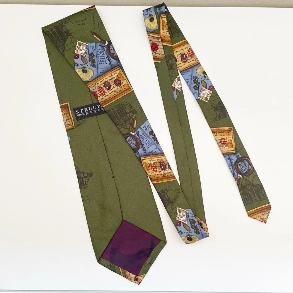 Vintage novelty Silk tie geography teacher history travel biology science artsy